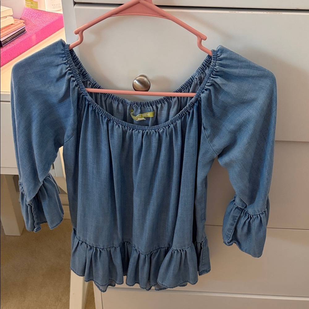 Gianni Bini Denim Off-Shoulder Denim Top 🩵